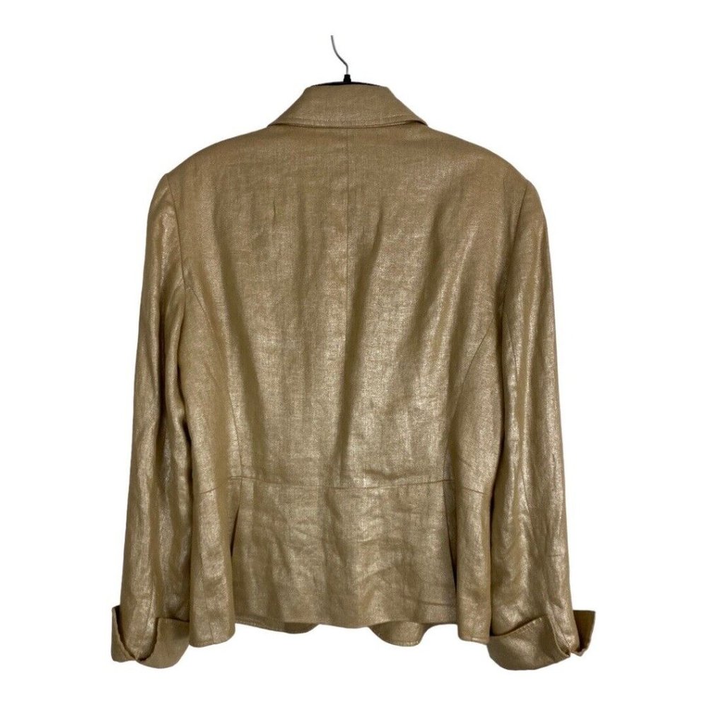 Lafayette 148 New York Gold linen designer Blazer size 10 - Picture 6 of 11